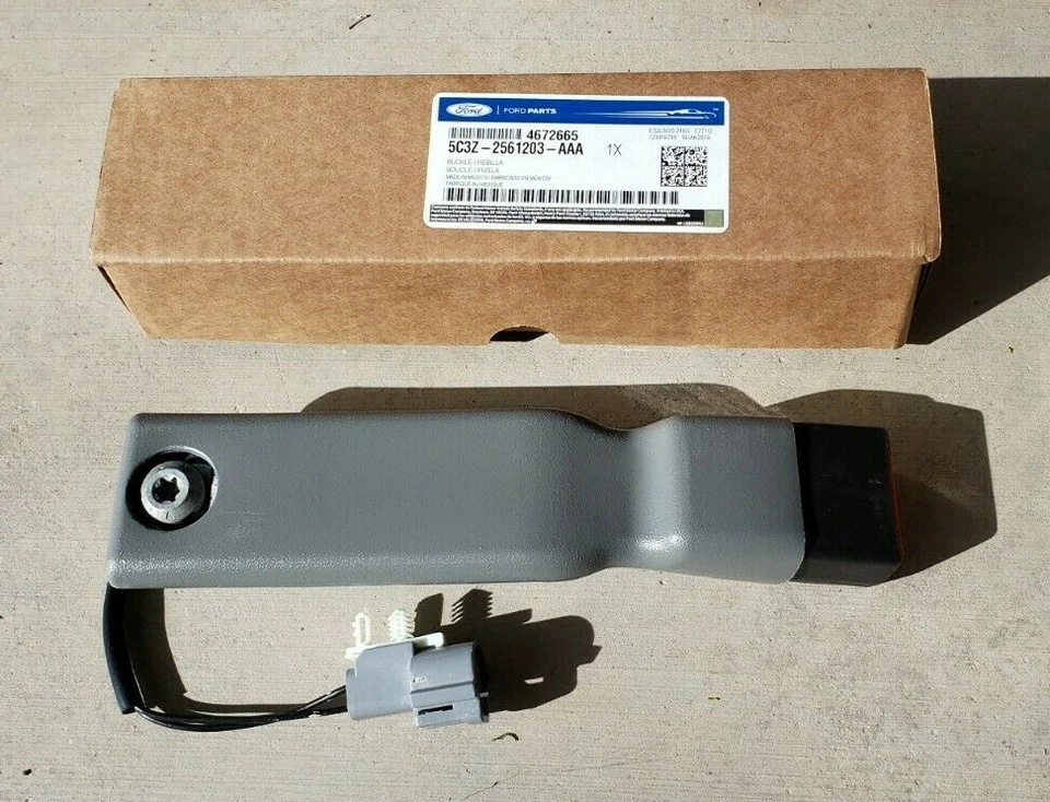 OEM 5C3Z2561203AAA Ford Front Left Driver Seat Belt Buckle Gray