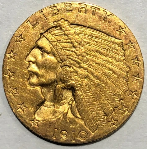 1910 Indian Head $2.50 Gold Quarter Eagle Cover