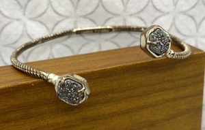 Kendra Scott Jamie twist Cuff Bracelet Platinum Drusy Gold tone Extremely Used - Picture 1 of 13