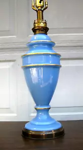 Vintage TYNDALE French Glass Lamp Base Table Lamp Blue Electric Lighting - Picture 1 of 23