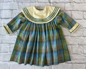 Vintage Carol Evans Penneys Girls Long Sleeve Plaid Dress Size 4 - Picture 1 of 8