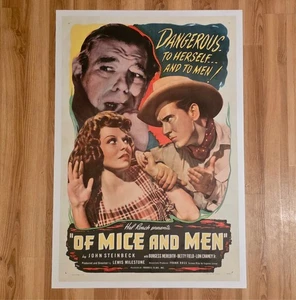 Of Mice and Men (R1946) Locandina originale film 1-Sh 27x41" con supporto in lino Steinbeck - Foto 1 di 1