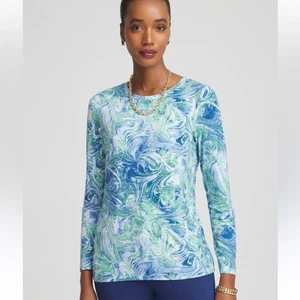 NUEVO CON ETIQUETAS CHICO'S Camiseta Artesanal Touch of Cool Mármol Capas XXL - Imagen 1 de 8