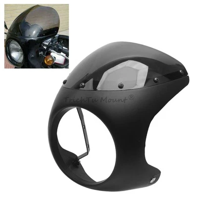 7''Round Headlight Fairing Windshield Cover Matte Black Universal Fit For Harley - Imagem 1 de 4