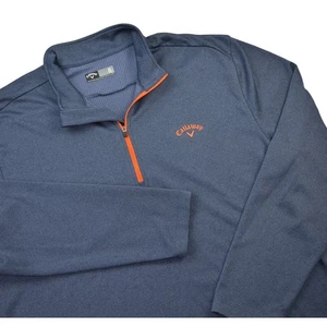 Callaway Herren Blau Orange Zip Golf Pullover Langarm Quarter Zip Shirt XL - Bild 1 von 8
