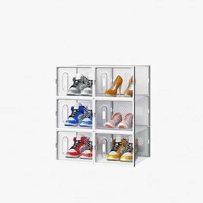 6-Piece Medium White Plastic Mesh Shoe Box Set Modular Design for Home Storage - Image 1 of 4