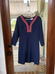 Vestido Lilly Pulitzer Bennett Shift Azul Marino Coral Cuentas Talla 8 - Imagen 1 de 3