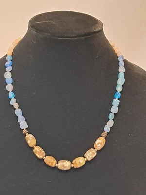 Nuevo con etiquetas Collar Peyote Pájaro Mezcla Ágata Jaspe Cuentas Piedras Preciosas Marrón Azul 21" Foto 1 de 4