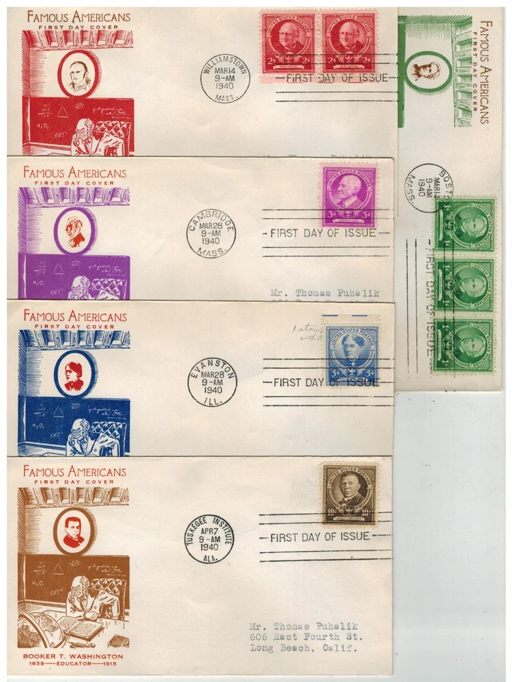 1940 FAMOUS AMERICANS SET OF 5 EDUCATORS MATCHED FIDELITY CACHETS869/873 - Image 1 of 1