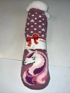 PINK STAR UNICORN SOFT SHERPA RUTSCHFESTE SOHLE SLIPPER SOCKEN DAMEN STRÜMPFE GESCHENK - Bild 1 von 3