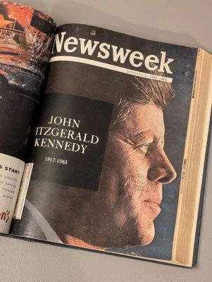 Newsweek 13 Issues Bound Oct - Dec 1963 Kennedy / Danny Kaye / Vietnam / 60s Ads - Image 1 of 4