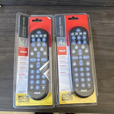 Remote Control RCA 4-Device Universal Black Big Button RCR4258R - NEW 2 pack  - Image 1 of 2