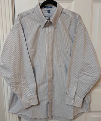 G.H. Bass & Co. Weejun Oxford Shirt Gray Striped 100% Cotton Prep 17.5 32/33 - Image 1 of 4