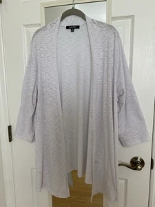 Women’s Ellen Tracy Open Front Lightweight Waterfall White Cardigan Size 1X - Picture 1 of 6