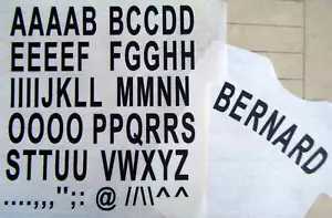 52 black iron on letters + emblems 50mm.print slogans names etc A-Z LETTERING - Picture 1 of 1