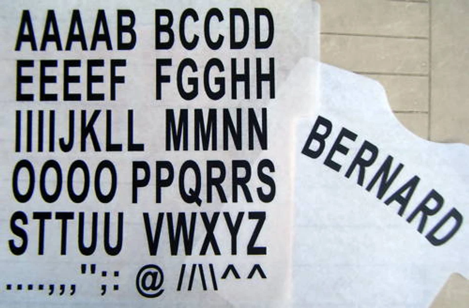 set of 52 black iron on  letters + emblems 50mm. for fabric printing A-Z slogans - Image 1 of 1