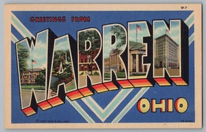 Postcard Greetings From Warren, Ohio, Large Letter - Picture 1 of 2