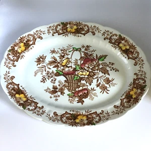 VINTAGE Ridgeway Platter OLD ENGLISH BOUQUET Hand Painted Oval SERVING DISH 12" - Picture 1 of 8
