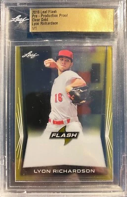 Lyon Richardson, Reds — 2018 Leaf Flash Pre-Production Proof Clear Gold 1/1 - Image 1 of 2