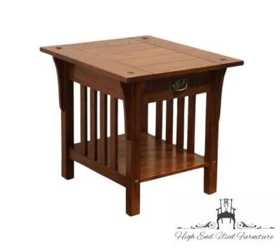 LEICK HOME Oak Craftsman Mission Style 24" Accent End Table - Image 1 of 4