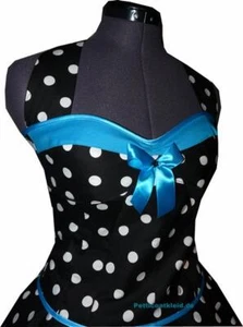 Vestido enagua años 50 puntos negro turquesa rockabilly baile fiesta vintage lunares - Imagen 1 de 14