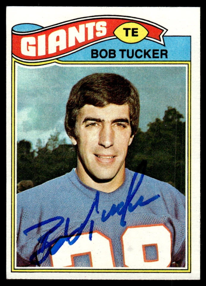 Bob Tucker Signed NEW YORK GIANTS Card  1977 Topps - Image 1 of 1