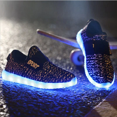 Niño Niña Carga USB Luz Luminosas Tenis Niños Zapatos Informales 7 Colores LED Foto 1 de 4