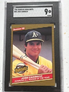 1986 Donruss Oakland A's Jose Canseco Baseball Card SGC 9 Mint - Picture 1 of 2