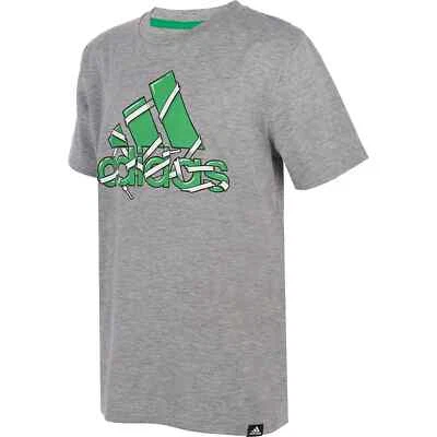 Adidas Boys' Gray Crew Neck Short Sleeves Shoelace Badge of Sport T-Shirt - Image 1 of 4