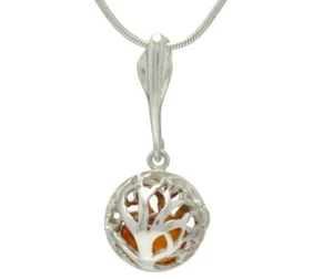 NATURAL BALTIC AMBER Jewellery Gemstone STERLING SILVER 925 PENDANT NECKLACE - Picture 1 of 12