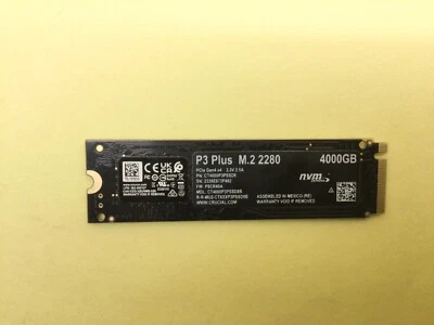 Crucial P3 Plus 4TB M.2 2280 PCIe Gen 4 x4 NVMe Internal SSD CT4000P3PSSD8 - Image 1 of 3