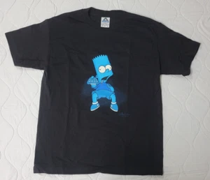 The Simpsons Bart Blue TV Remote Drool T-Shirt Black Youth Medium Alstyle 2001 - Picture 1 of 5