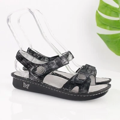 Alegria Mujer Vienna Sandalia Talla 39 9 Negro Plata Tiras Ajustable Zapato Plano Foto 1 de 4