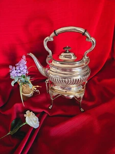 Rare Antique Silver Plate Kettle With Stand And Burner By L&W S,Queen Anne Style - Picture 1 of 8