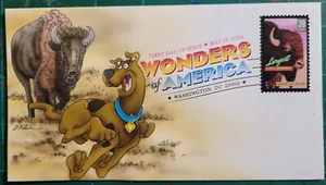 Peterman Hand Painted Bison Chasing Scooby on American Bison Sc.#4041 DCP, F.D. - Picture 1 of 1
