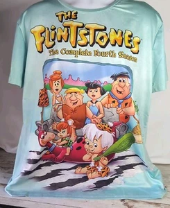 Flintstones All Over Print Fred Willma Pebbles Barney Bam Shirt Cartoon Medium - Picture 1 of 9