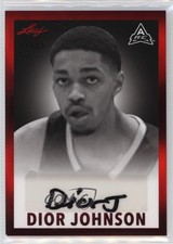 2021-22 Leaf Memories 1960 Base Auto Red Spectrum /25 Dior Johnson #BW-DJ1 Auto