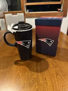 New England Patriots Ceramic Travel Latte Mug Cup with Gift Box 17 Oz. NFL - Picture 1 of 7