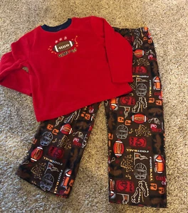 Boys Cherokee Sleepwear Football Theme  2 Piece ~ Size Small ~ Brown/Red - Picture 1 of 5