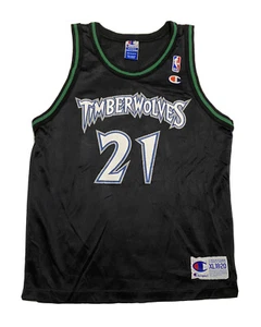 Kevin Garnett #21 Minnesota Timberwolves Champion Black Jersey Youth XL 18-20 - Picture 1 of 8
