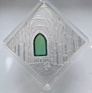 2014 Niue Gothic Art 28.28 Grams .999 Silver Mennica Polska in Frame W/Box& COA - Picture 1 of 4