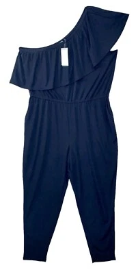 Lauren Ralph Lauren One Shoulder Jumpsuit Womens 2XL Navy Stretch NWT $150 - Image 1 of 4