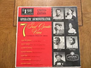 Operatic Demonstrator 7 Great Operatic Voices - 1956 London MS-3 Vinyl LP VG/VG+ - Picture 1 of 8