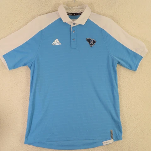 Citadel Bulldogs Adidas Polo Shirt Mens Medium Blue Short Sleeve Team Cover