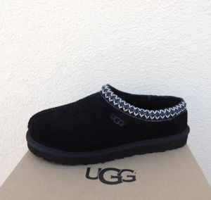 UGG TASMAN BLACK SUEDE/ SHEEPWOOL SLIPPERS SHOES, MEN US 7/ EUR 40 ~NEW IN BOX - Picture 1 of 4
