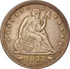 1853 XF 45 sièges quartier de la liberté, flèches et rayons PCGS 47591605