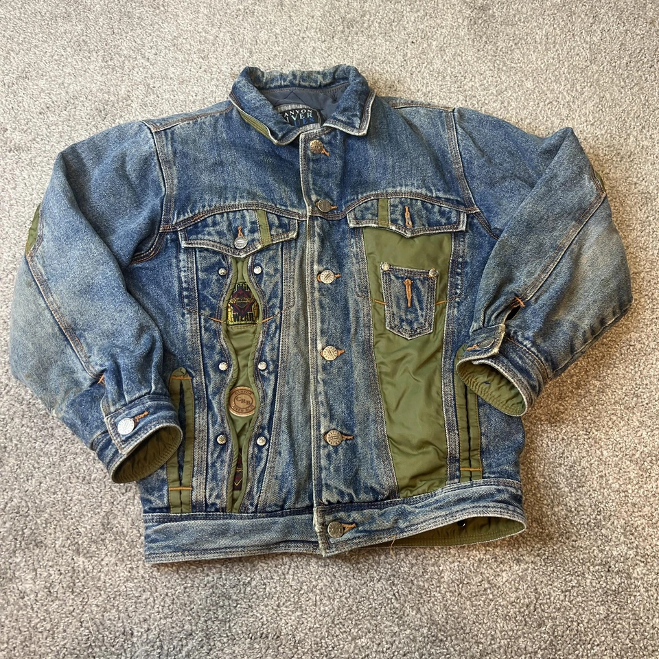 Винтажная мужская куртка Canyon River Blues средний размер пэчворк с подкладкой джинсовая ткань 90-е - Изображение 1 из 4