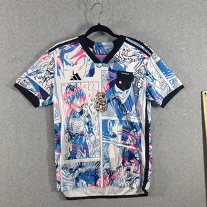 Japan Soccer Shirt Mens Medium Blue Pink Anime Dragon Ball Z Adidas 8 Polyester - Picture 1 of 9