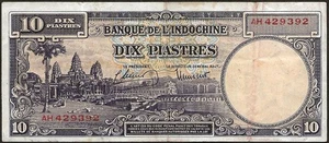 Indochine Française - billet de 10 piastres 1947 - 1951 lettre AH TTB ! P#80 - Imagen 1 de 2