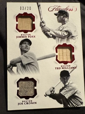 3/20 JIMMIE FOXX TED WILLIAMS JOE CRONIN GAME USED Bat Relic Patch 2019 Flawless - Image 1 of 2